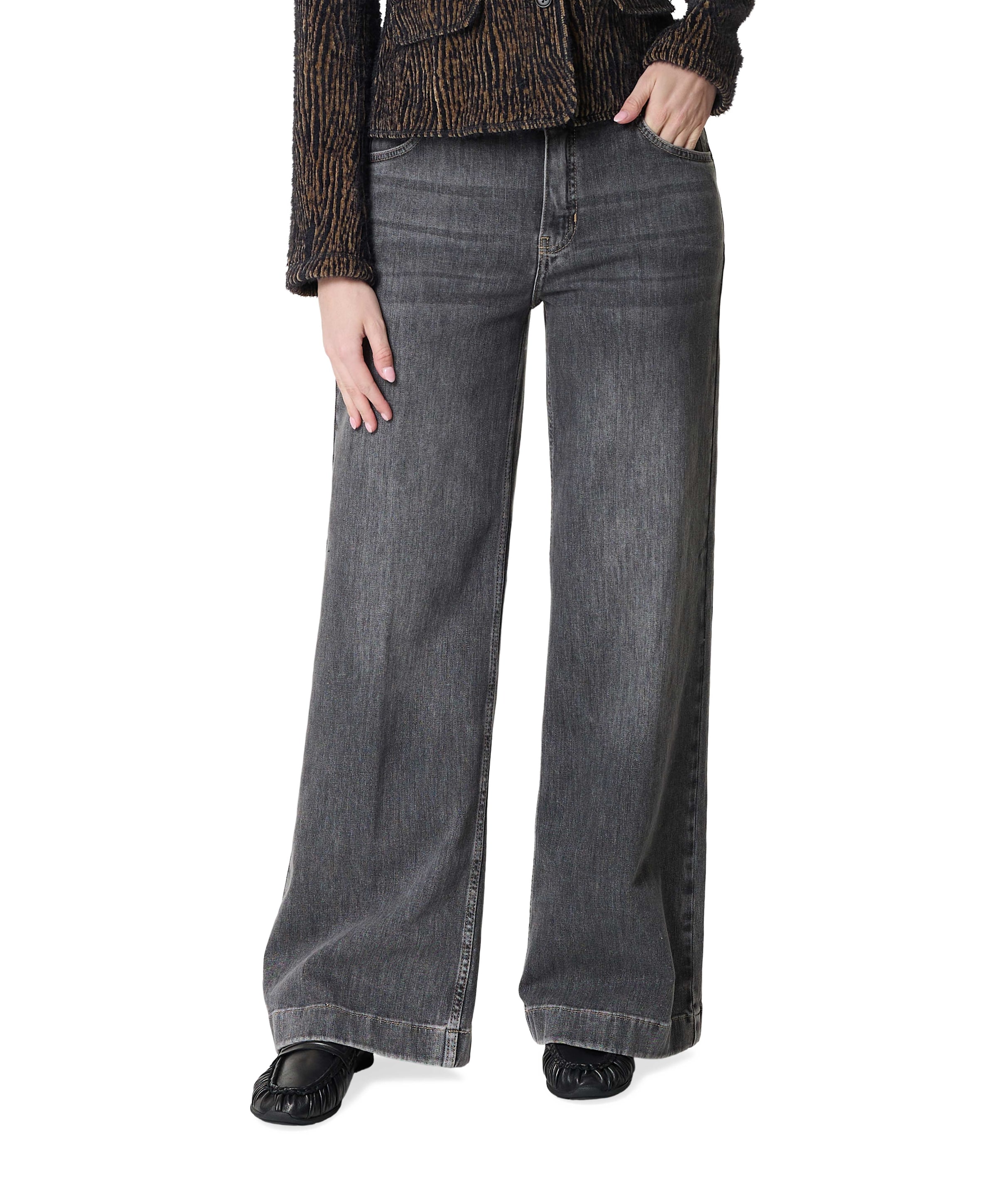 Audrey Wide Leg Palazzo dames jeans grijs