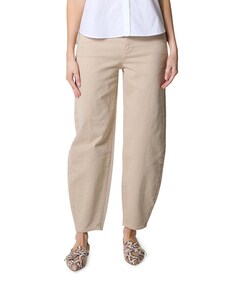 Barrel jeans met naaddetails dames beige