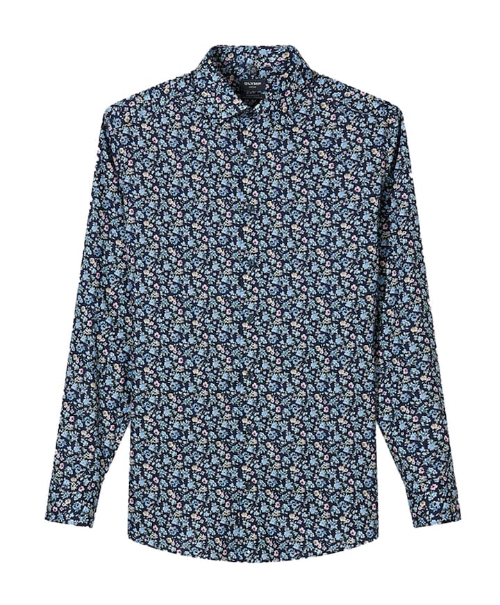 Heren overhemd lange mouw blauw