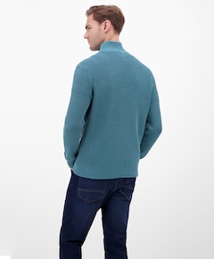 Heren trui met rits blauw