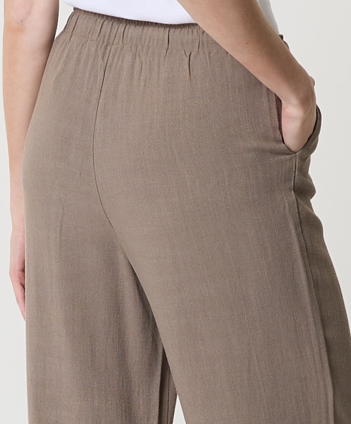 ONLSIESTA MW PULL-UP LINEN BL PNT N dames broek bruin