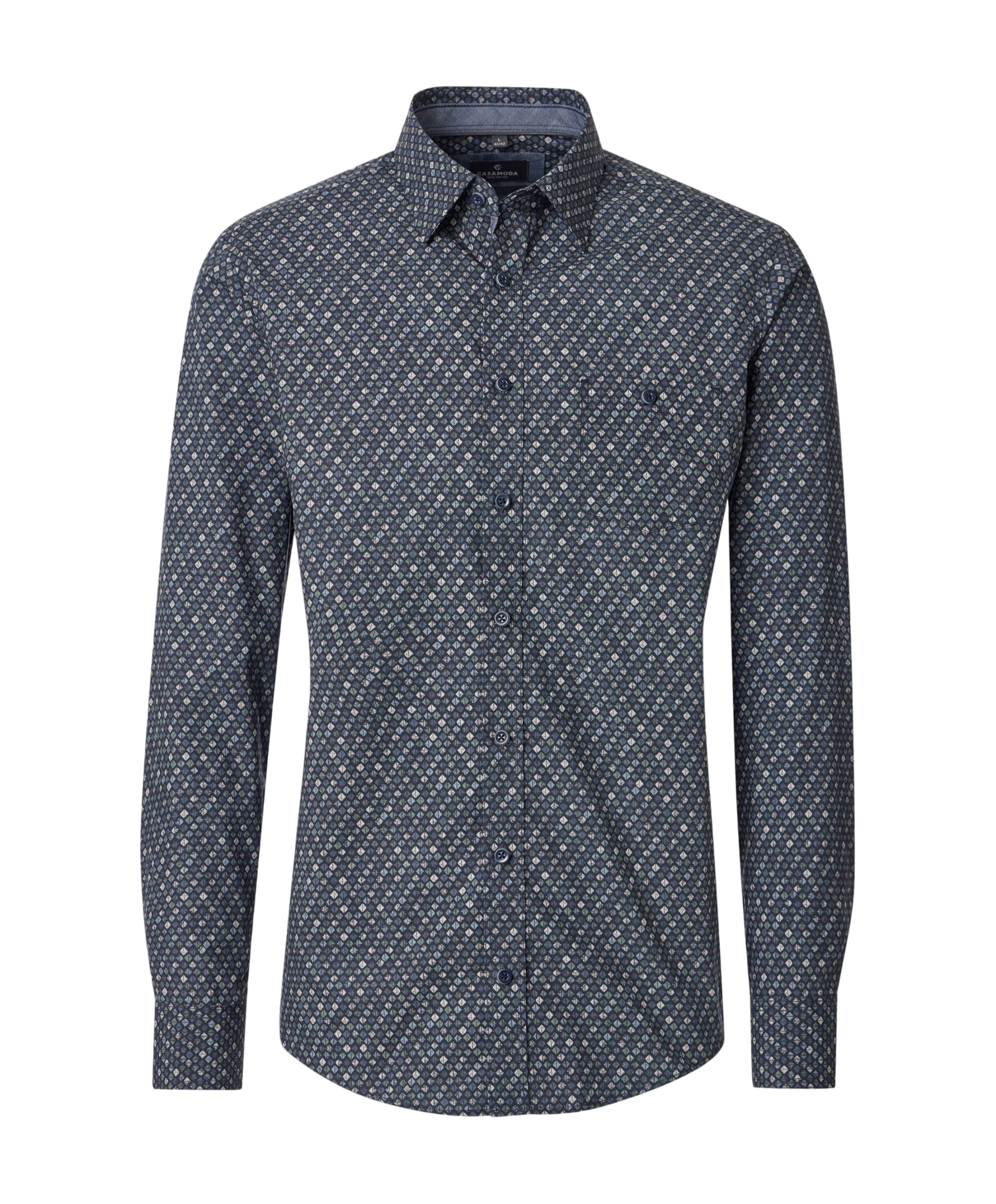 Heren overhemd lange mouw blauw