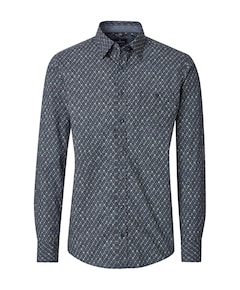 Heren overhemd lange mouw blauw