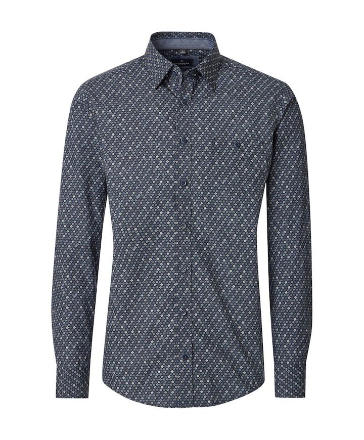 Heren overhemd lange mouw blauw