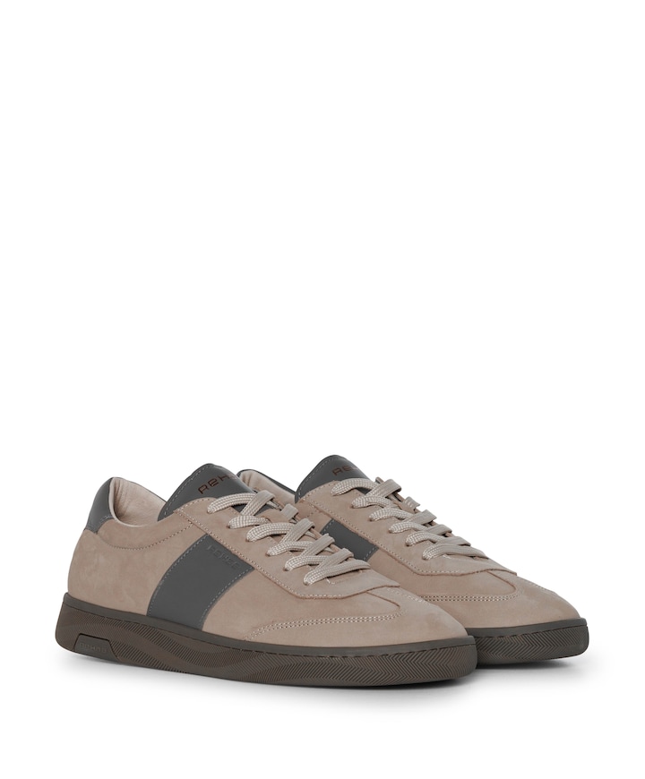 ZACK NUB LTHR heren sneakers beige