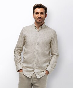 Heren overhemd lange mouw beige