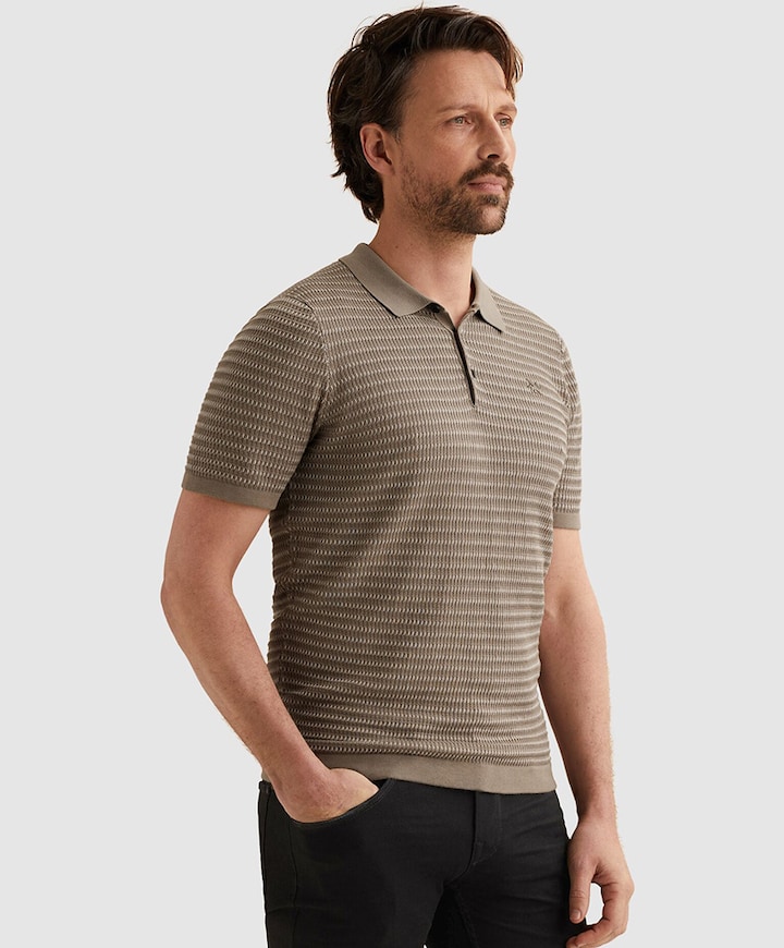 Heren polo beige