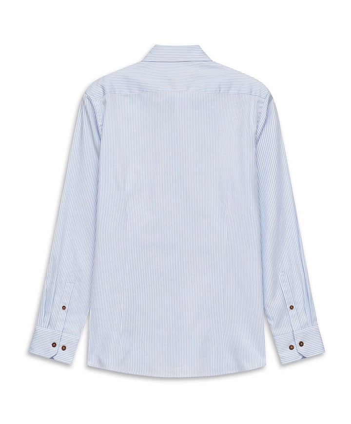 Heren overhemd lange mouw blauw