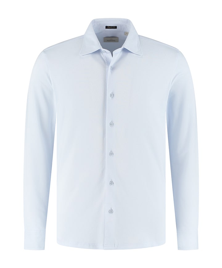 Heren overhemd lange mouw blauw