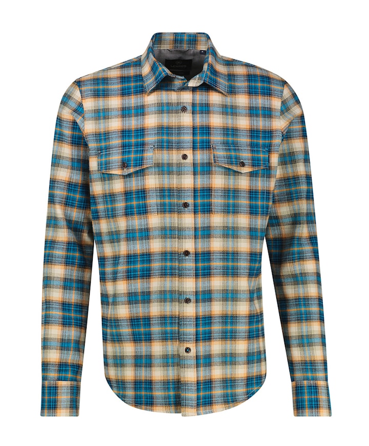 Heren overhemd lange mouw blauw