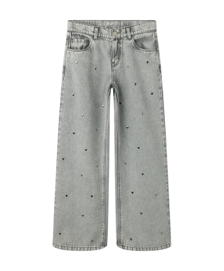 NKFROSE WIDE HEART STUDS JEANS 2021 meisjes jeans grijs