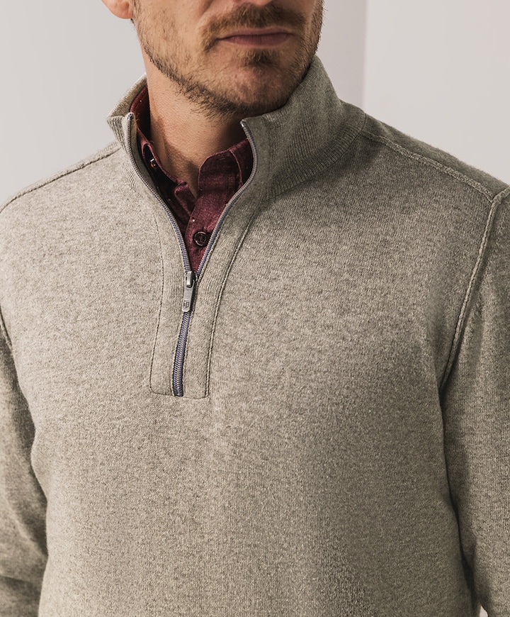 Heren trui met rits bruin