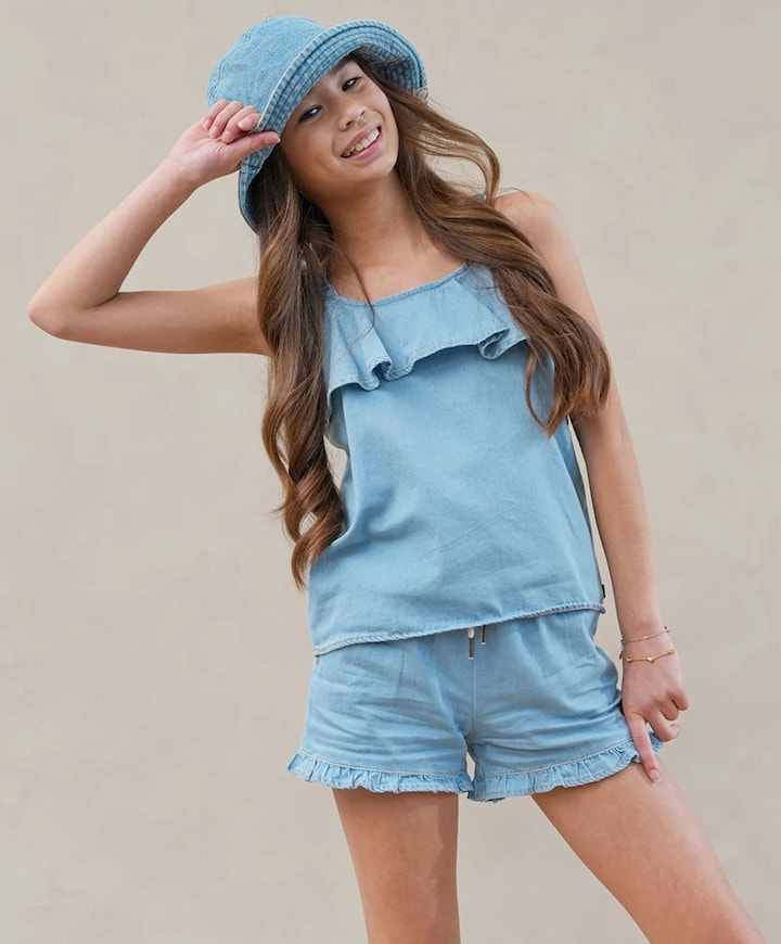 Fiona short meisjes korte broek blauw