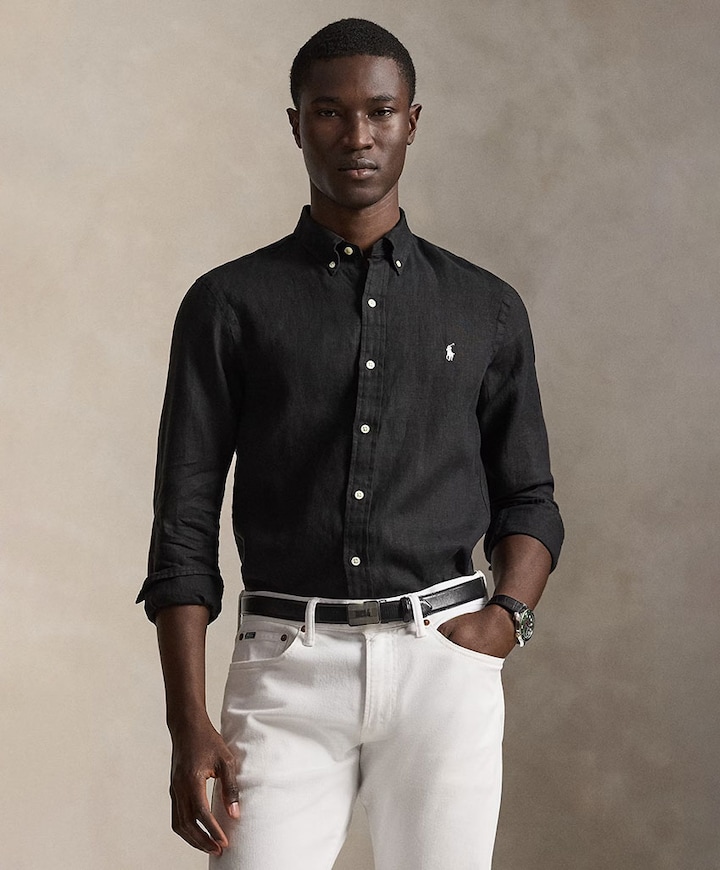 Heren overhemd lange mouw zwart