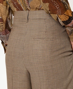 Glencheck-Tapered-Pants dames broek beige