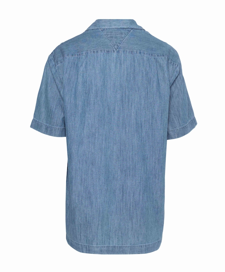 Heren overhemd korte mouw blauw