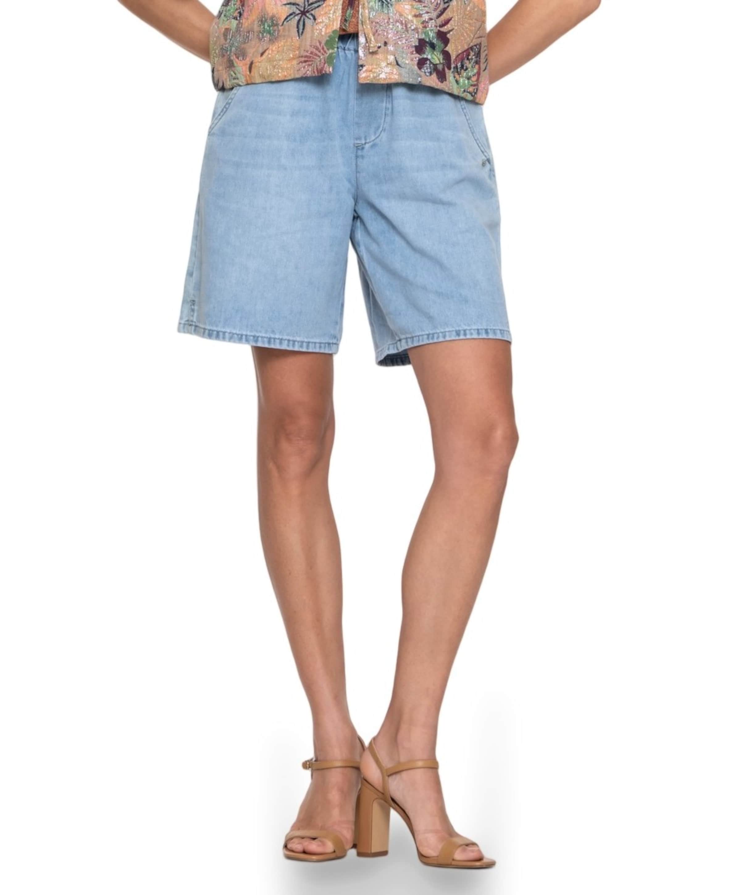 Elastic waist dames korte broek blauw