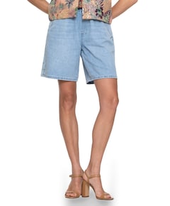Elastic waist dames korte broek blauw