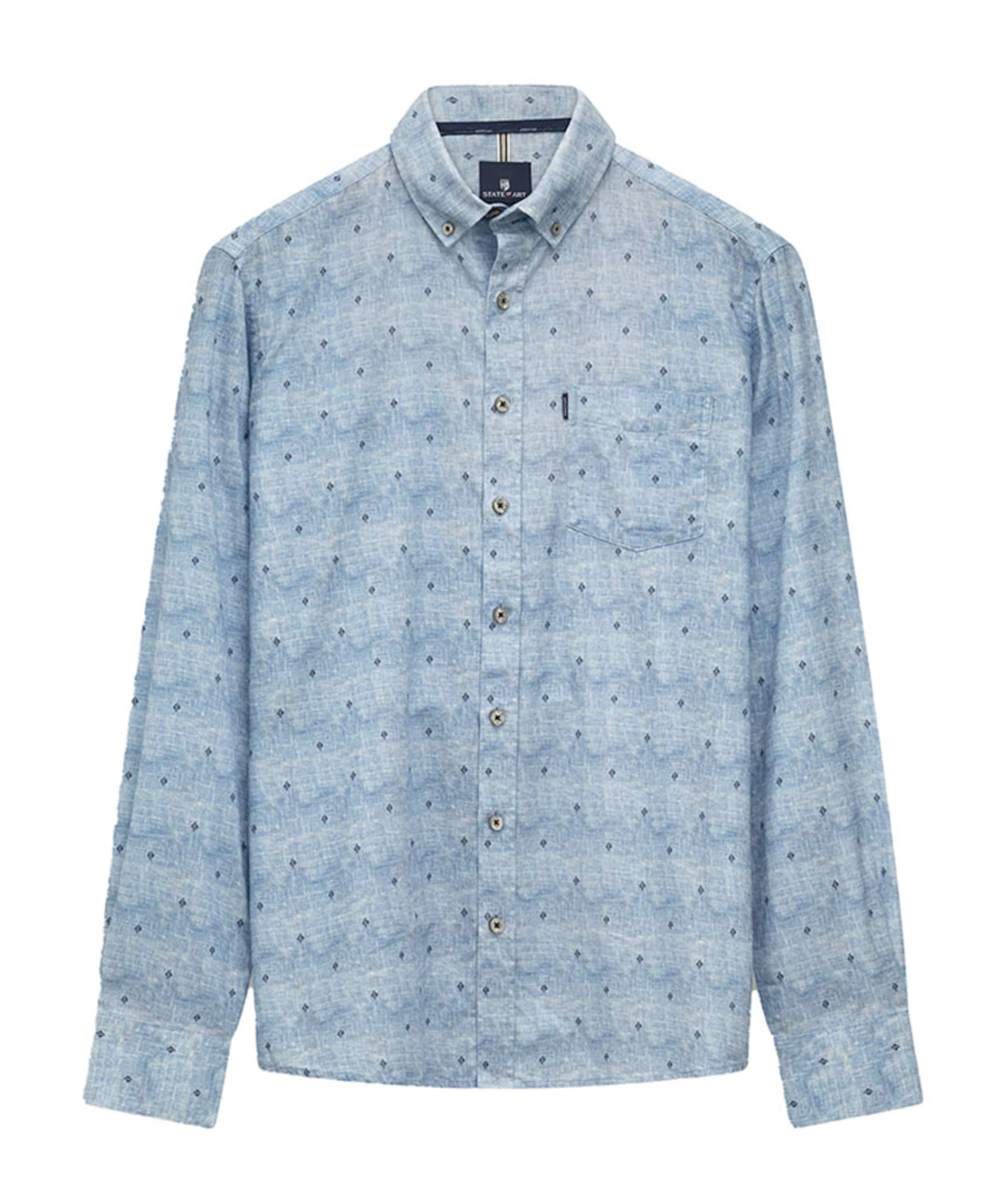 Heren overhemd lange mouw blauw