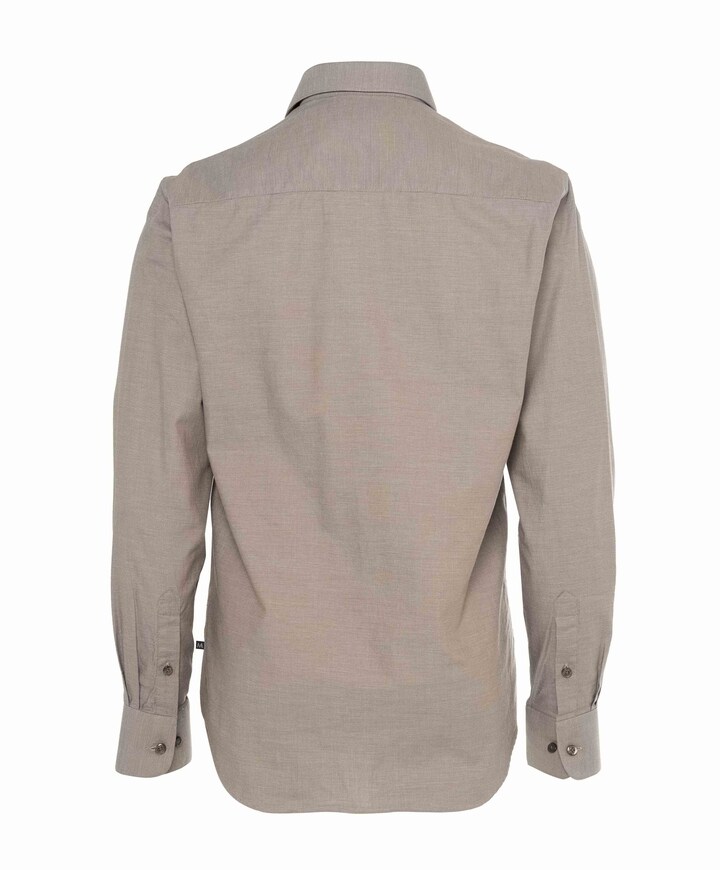 Heren overhemd lange mouw bruin