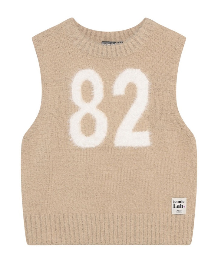 Meisjes gilet beige