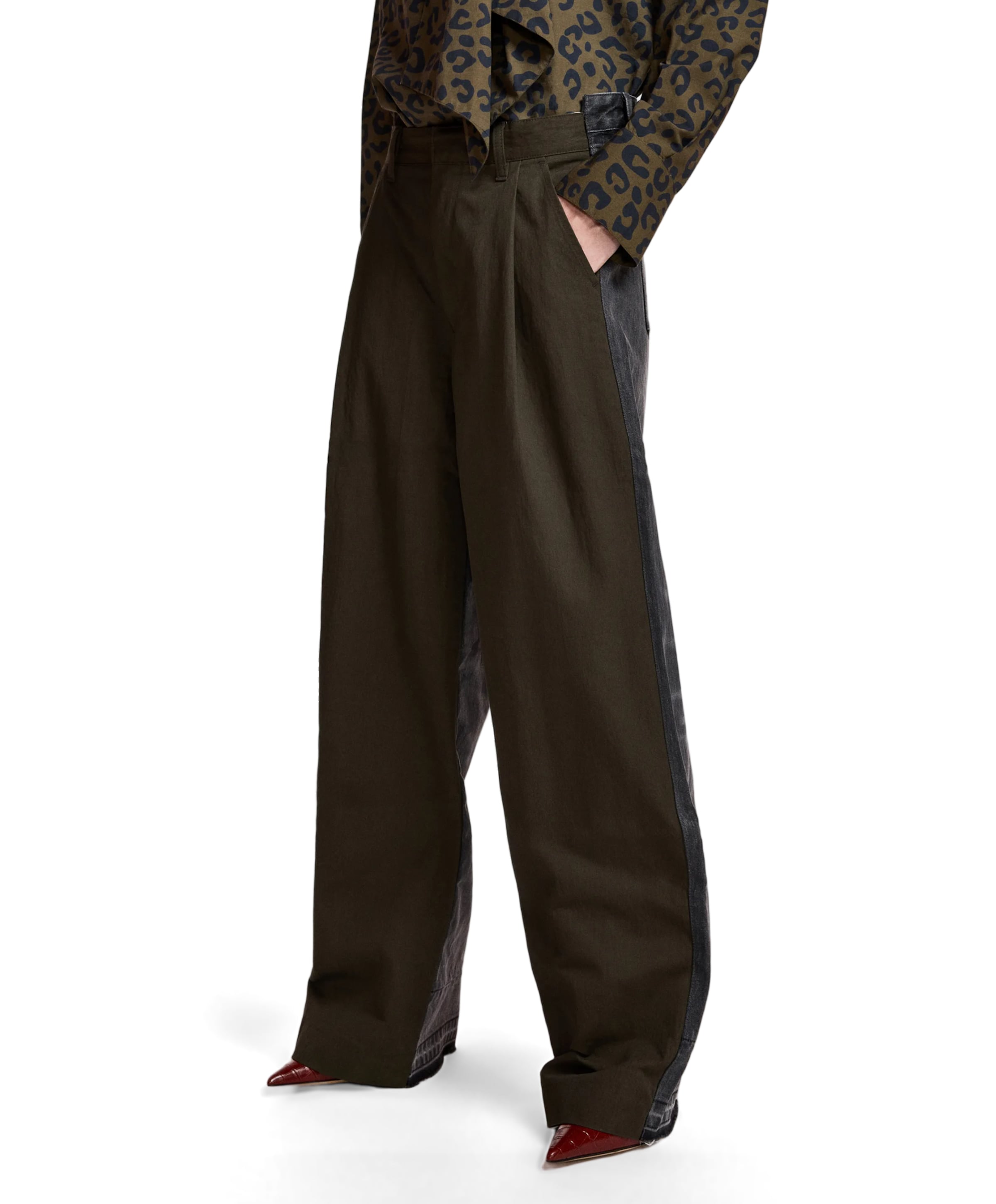Krisp Fabric Mix dames jeans groen