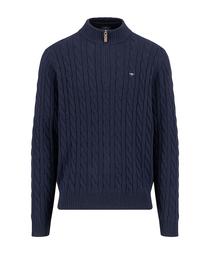 Heren trui met rits blauw