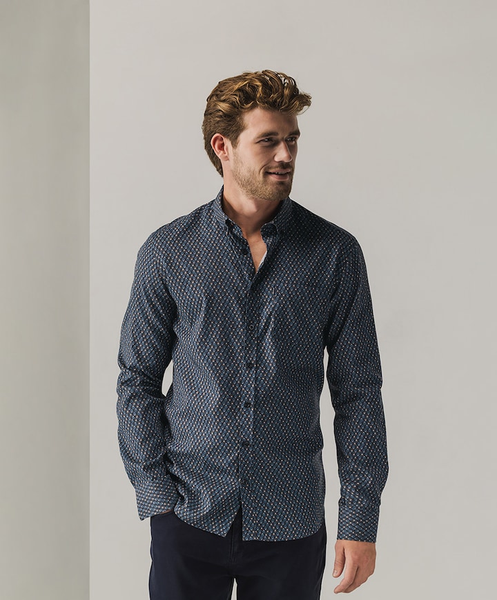 Overhemd lange mouw blauw