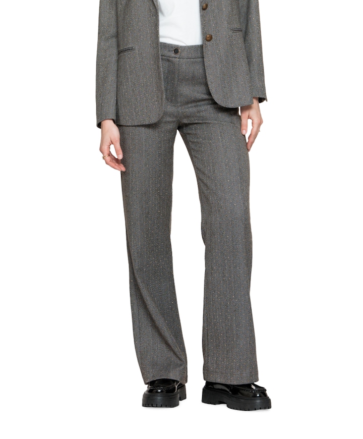 Herringbone + stones broek grijs