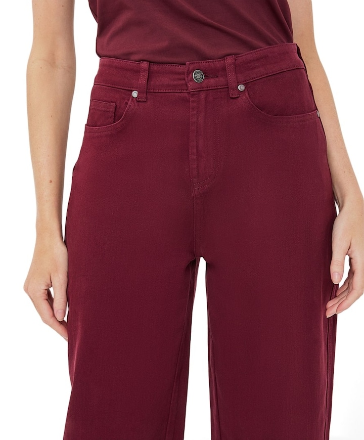 Barrel denim dames jeans bordeaux