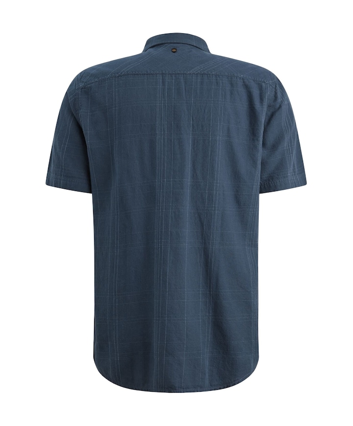 Heren overhemd korte mouw blauw
