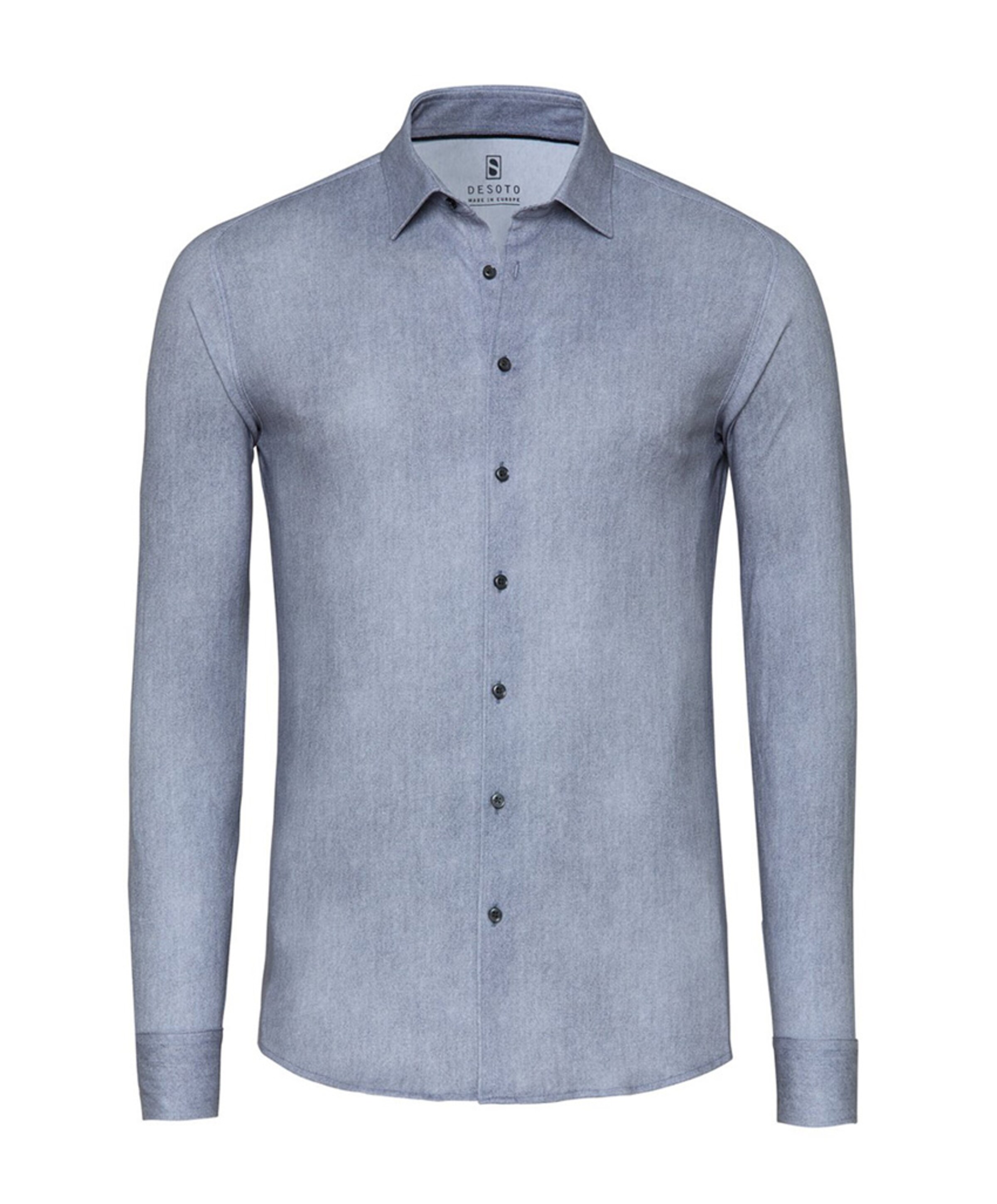 Heren overhemd lange mouw grijs