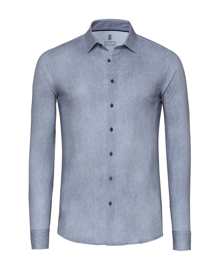 Heren overhemd lange mouw grijs