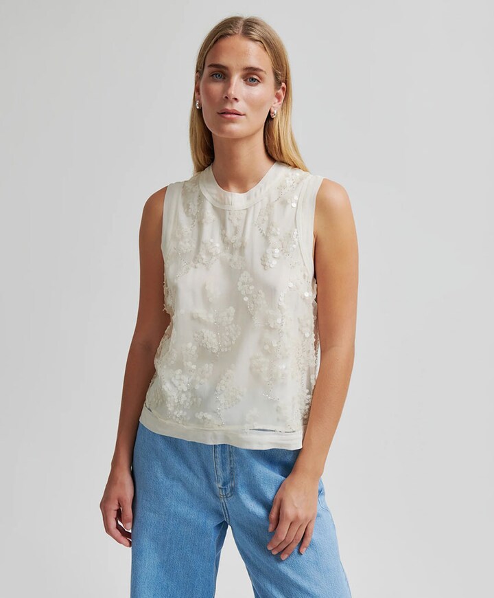 Dames top ecru