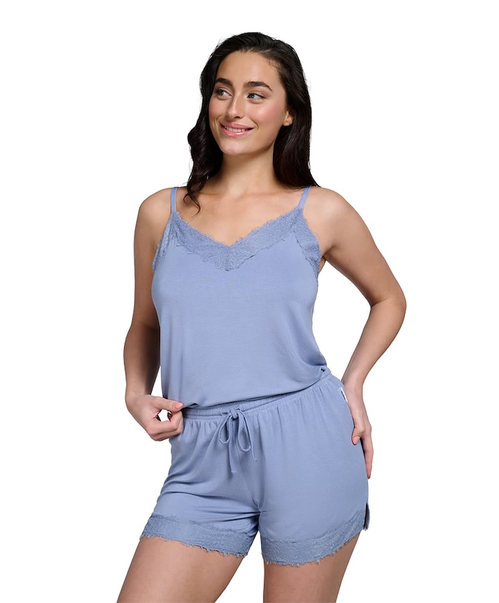 Dames shortama blauw