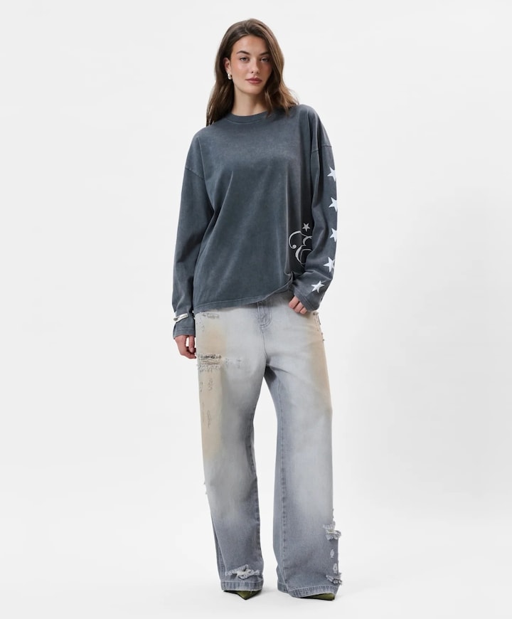 Uniseks longsleeve grijs