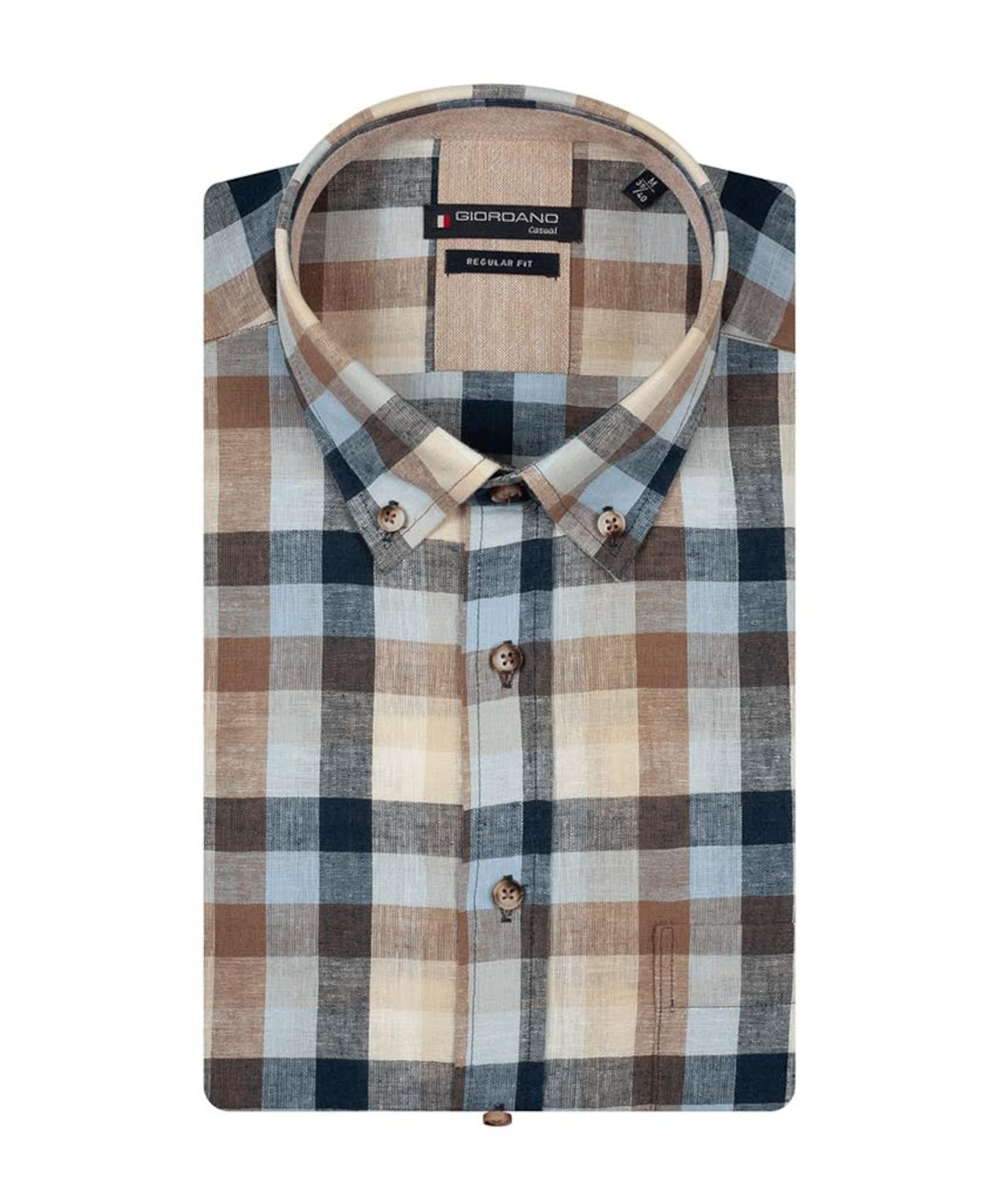 Heren overhemd lange mouw bruin