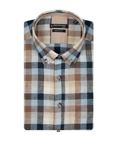 Heren overhemd lange mouw bruin