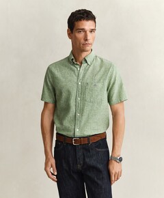 Heren overhemd korte mouw groen