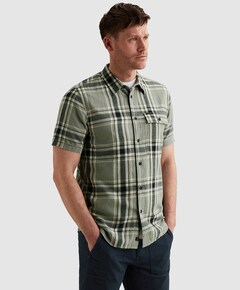 Heren overhemd korte mouw groen