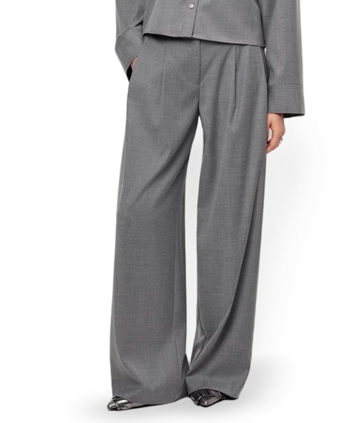 Biaxa pleated dames broek grijs