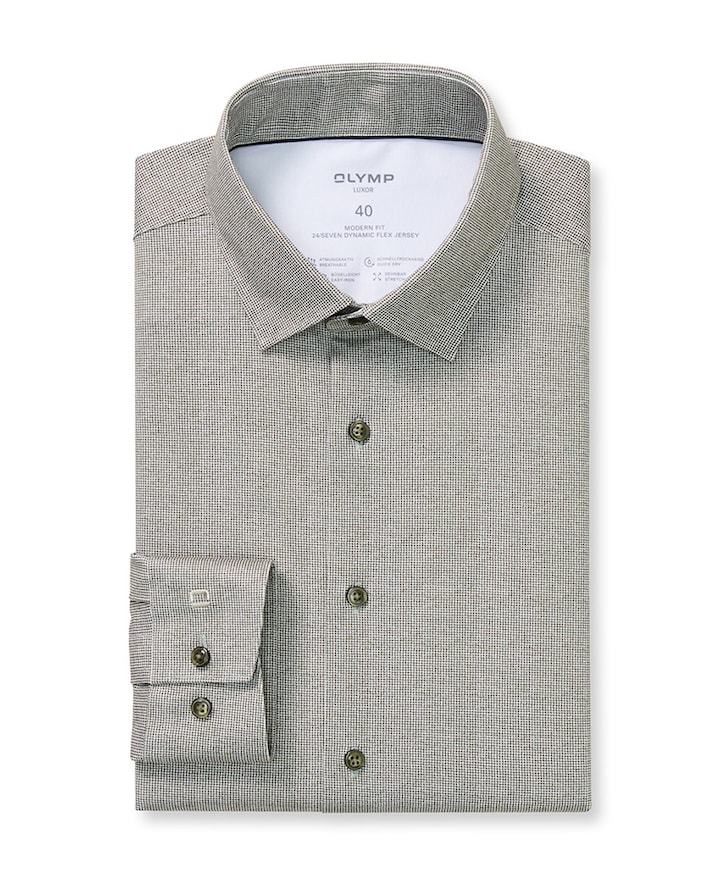 Heren overhemd lange mouw groen