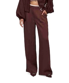 Kenila wide leg dames pantalon bruin