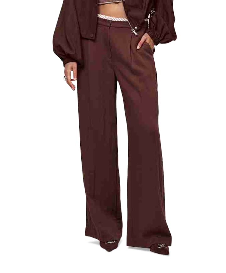 Kenila wide leg dames pantalon bruin