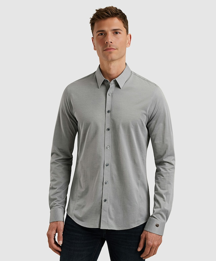 Heren overhemd lange mouw blauw