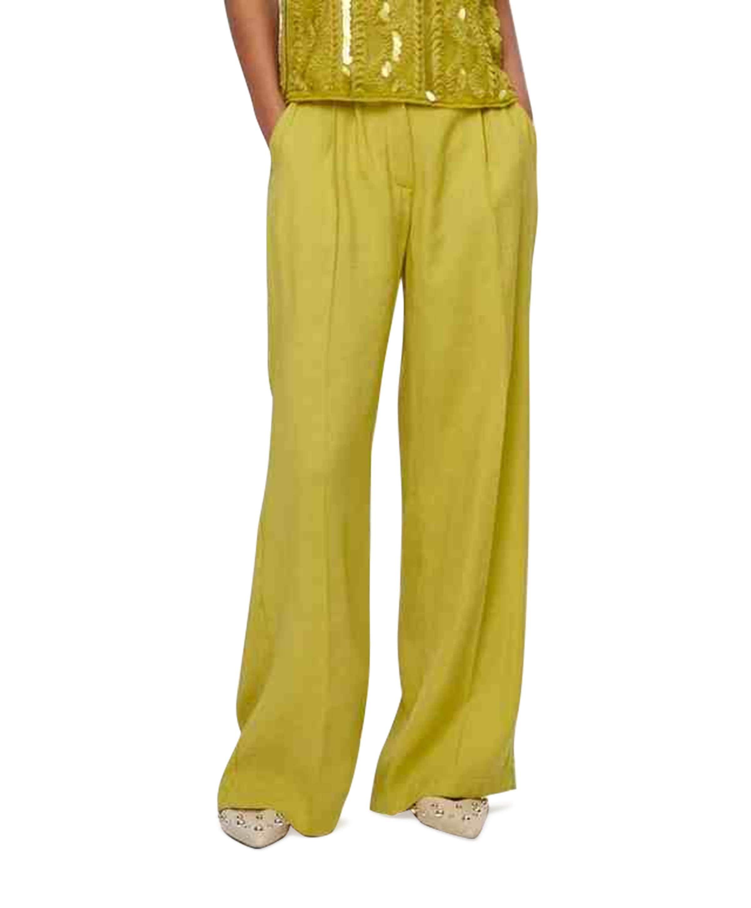 Renea wide leg dames broek geel