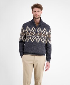 Heren trui met rits blauw