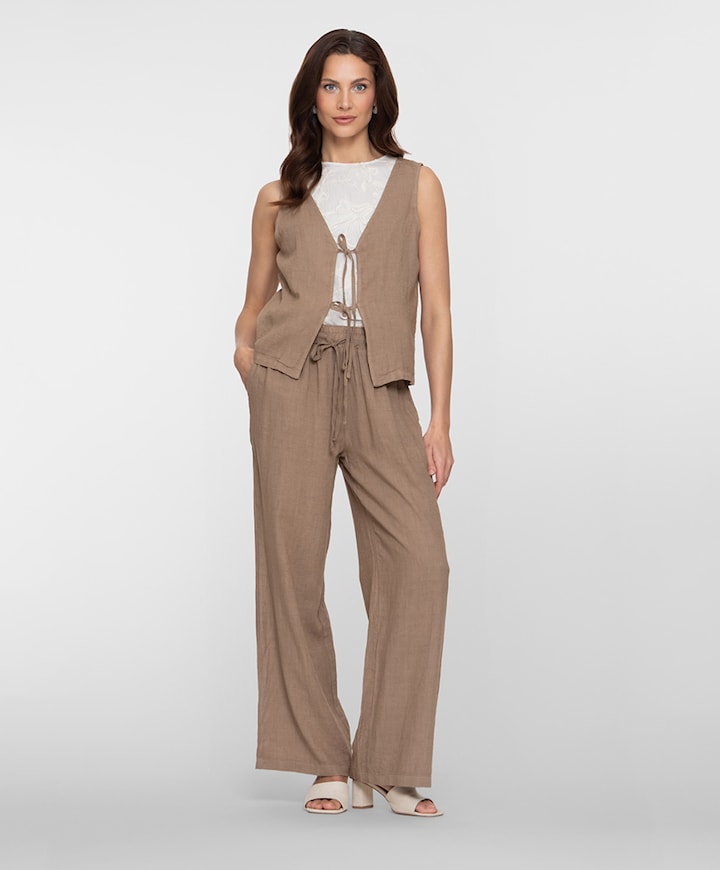 Linen dames broek beige