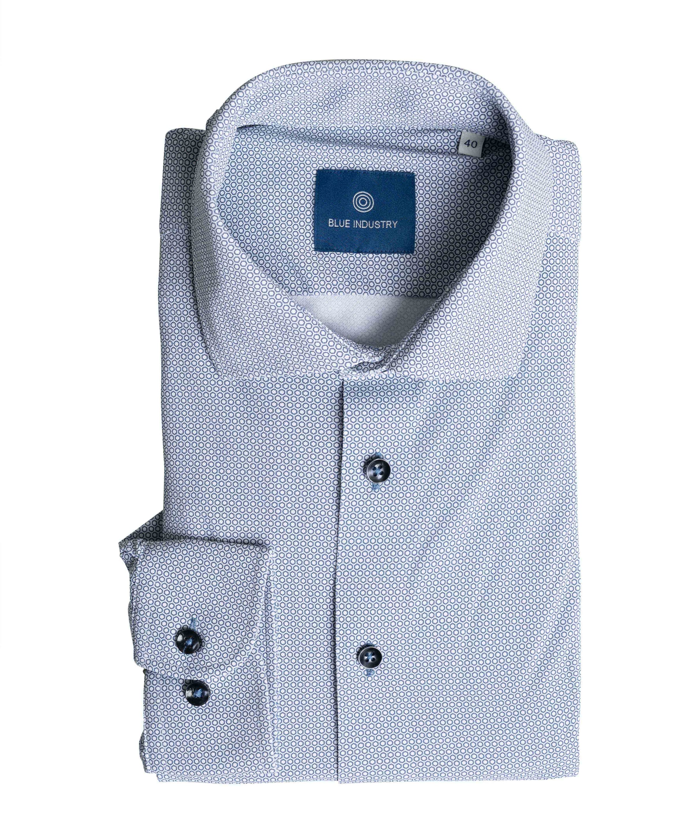 Heren overhemd lange mouw blauw