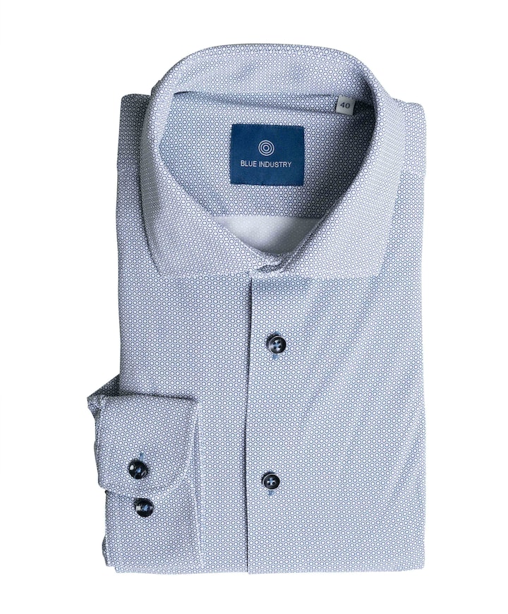 Heren overhemd lange mouw blauw
